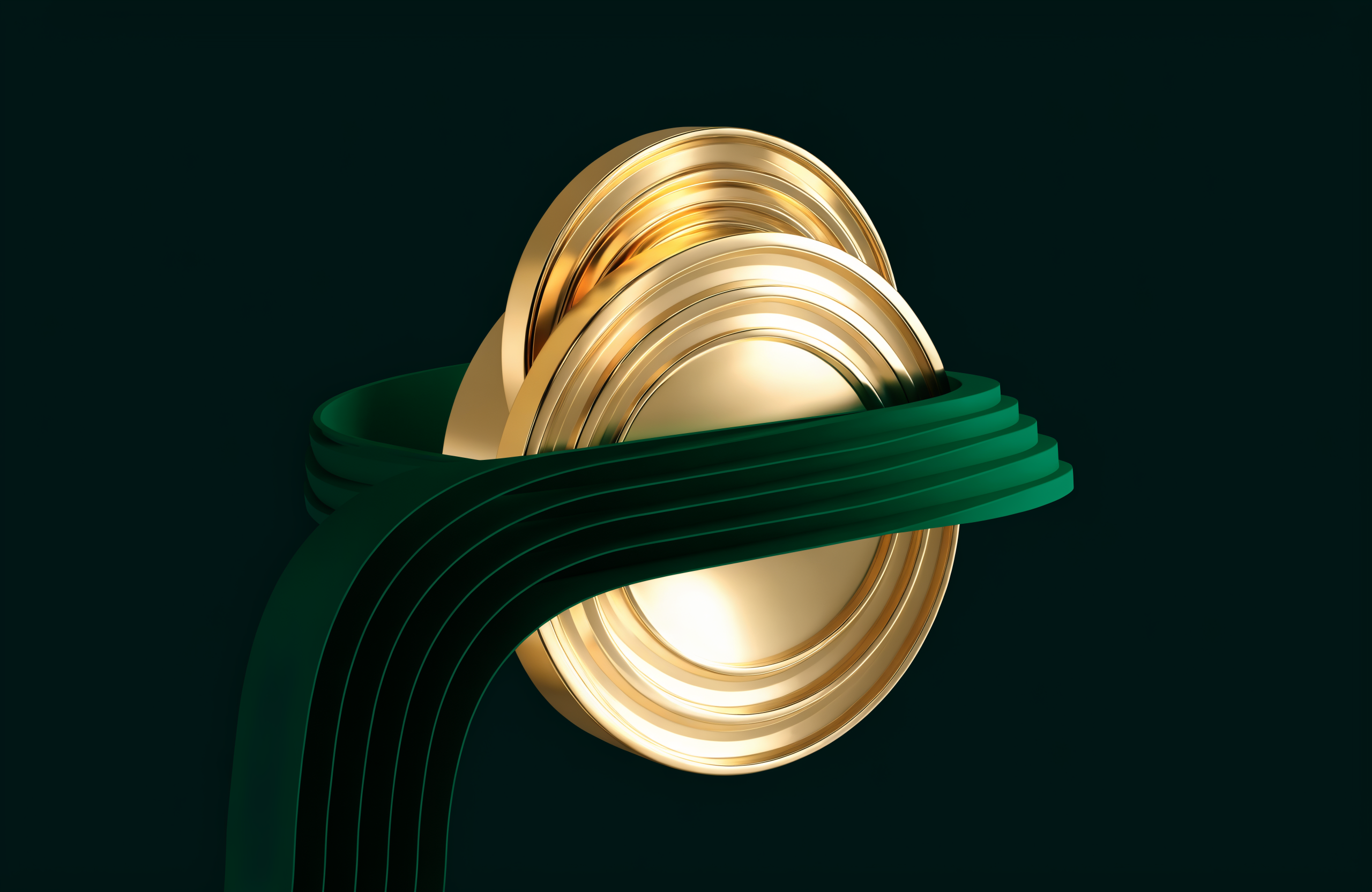 Stacked ledgers and a gold pen on deep green, representing AI automation for finance and operations teams